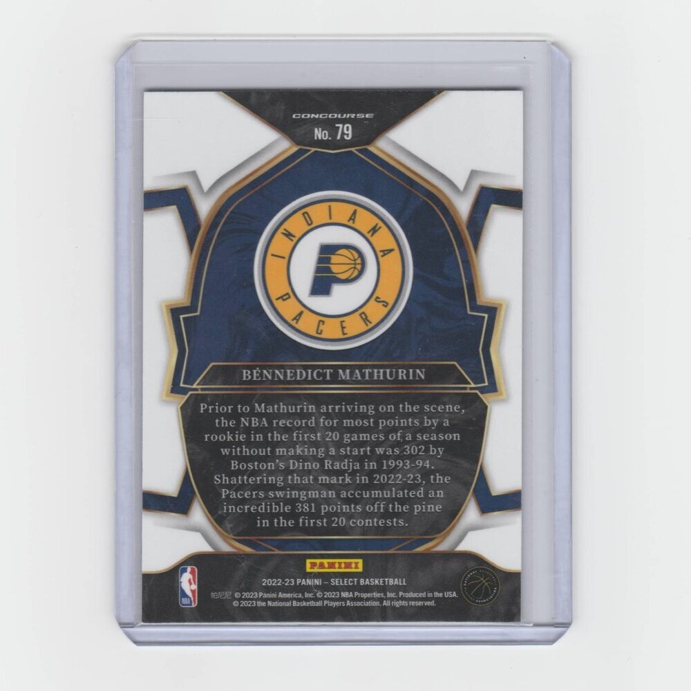 Bennedict Mathurin Blue Concourse Rookie Card Indiana Pacers Perfect Card!! - Picture 3 of 5